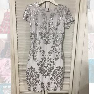 White Sequined Coctail Dress
